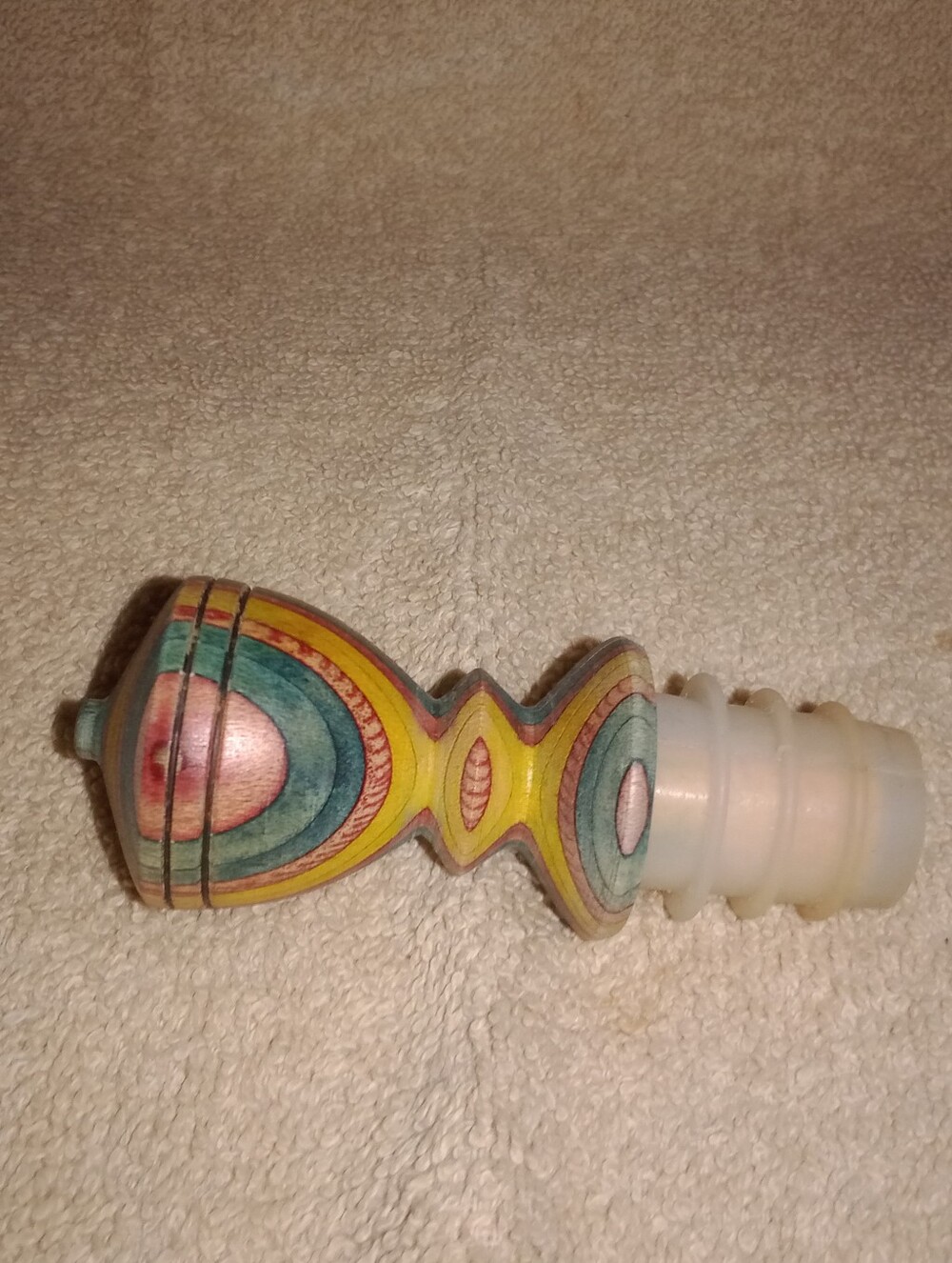 Wood Wine Bottle Stopper Multi Color 2 7/8" Long